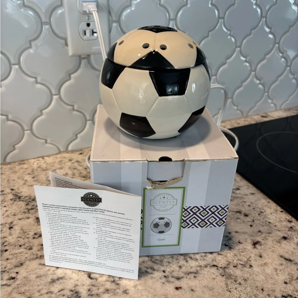 Scentsy Black and White Soccer Ball Ceramic Warmer